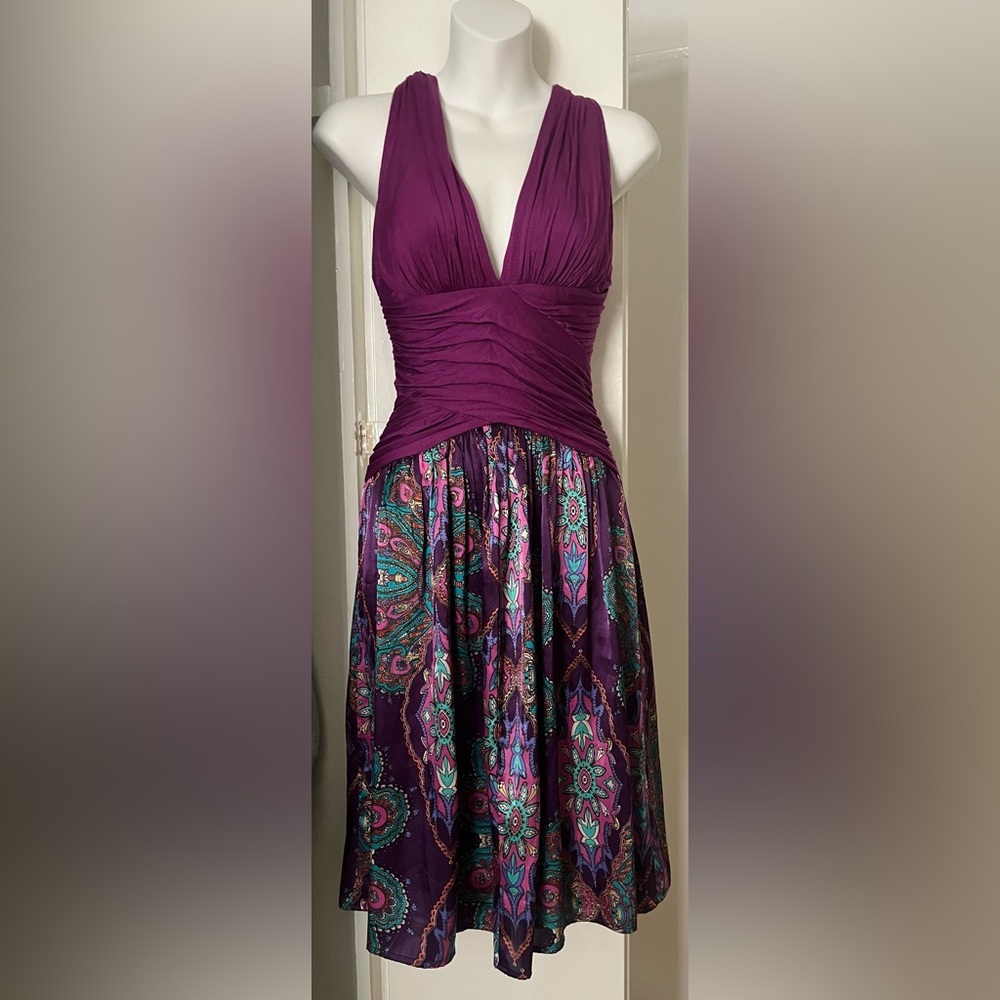 Elegant Purple Paisley Dress